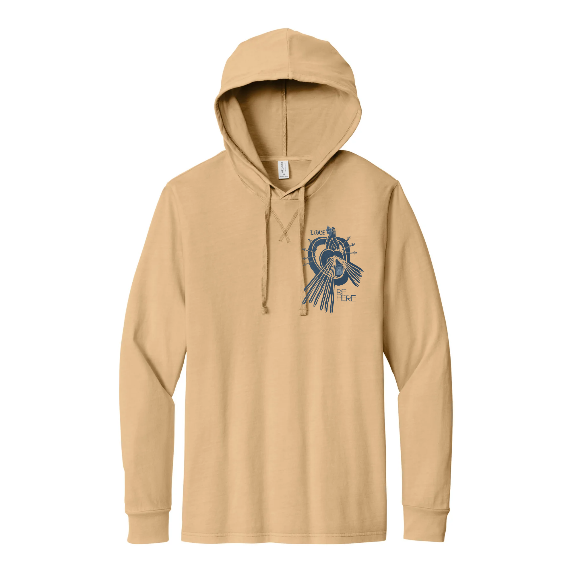 LOVE BE HERE Organic Cotton Mineral Dye Hoodie Tee
